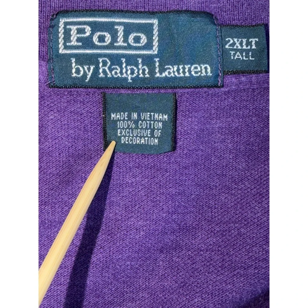 Polo Ralph Lauren Mens 2XLT Tall Purple Short Sleeve Pique Polo Shirt Green Pony